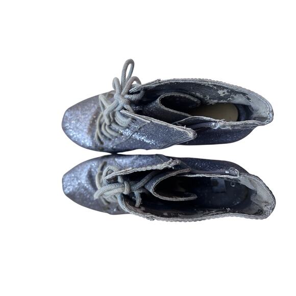 Well-Worn 00s Vibe Charlotte Russe Silver Glitter Platform Lace-Up Ankle Boots 8 - Picture 8 of 8